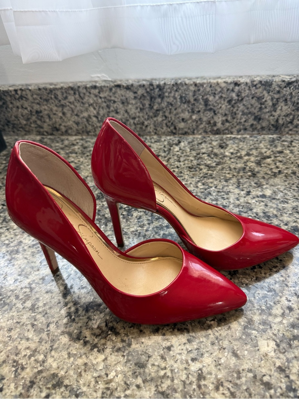 Jessica Simpson Red Patent Pointed-Toe Stiletto Pumps
